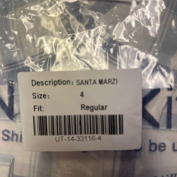 UNTUCKit Women's Button Down Santa Marzi Plaid Long Sleeve Shirt Blue White 4 - Picture 8 of 8